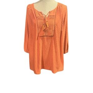Daniel Rainn flowy clay orange Blouse with Elegant detail Sz 1x
